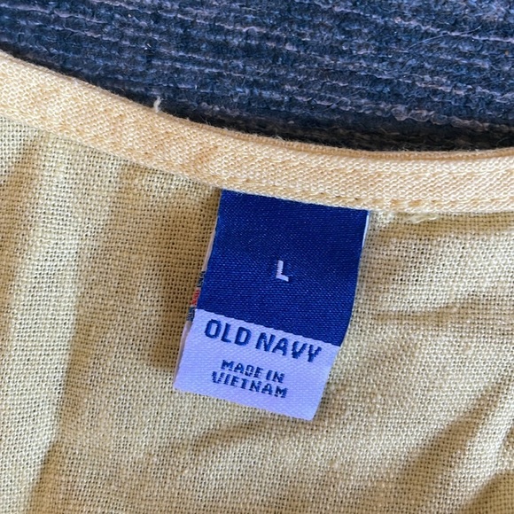 Old Navy Linen Waist Define Puff Sleeve Wrap Dress Morning Sun - Picture 14 of 15